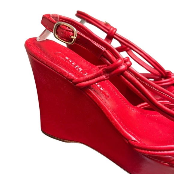 Ralph Lauren Collection Spring 07 Red Strappy Sandals Napa Leather Wedge US 9 - Picture 6 of 14